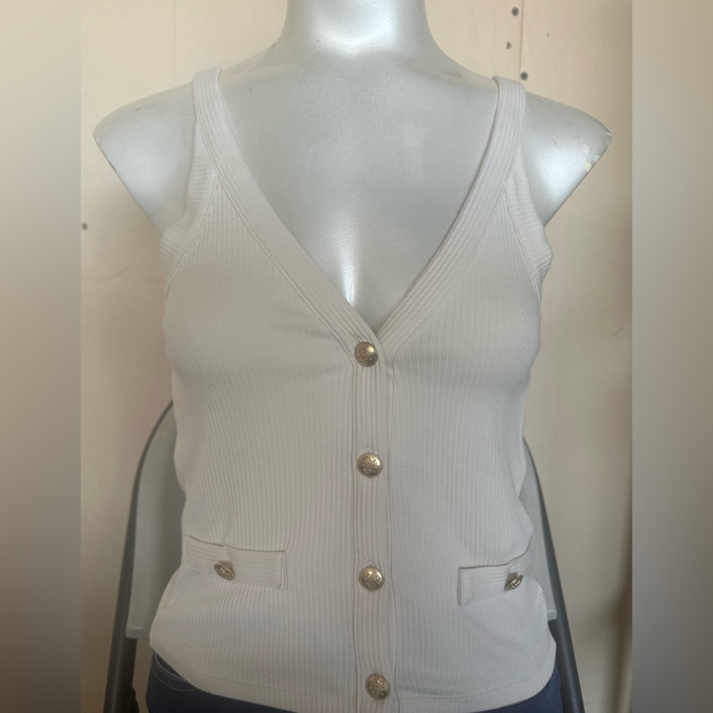 J. Crew Cream Button-Down Tank Top
